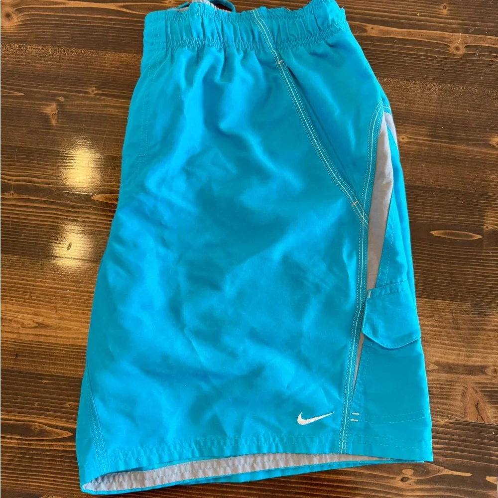 Nike‎ Teal and Gray Swim Trunks with Built in Liner Size XL